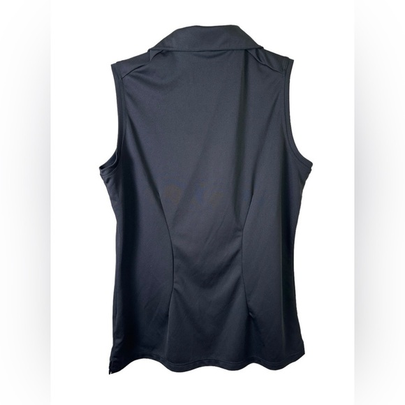 Nike Golf Shirt Womens M Sleeveless Collared Embroidered PGA Logo Black Dri Fit - Picture 2 of 9
